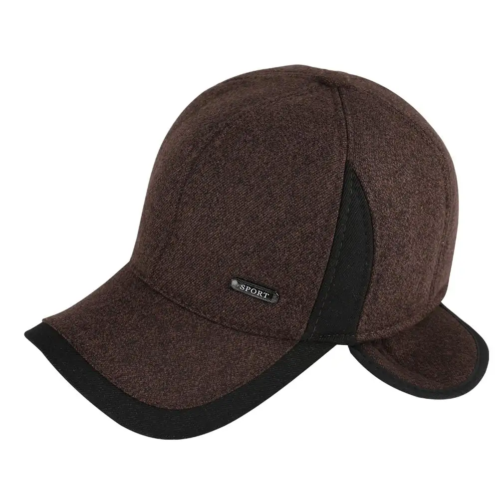 

Winter Men's Baseball Cap Ear flaps Warm Velvet Thicker Snapback Visor Dad Short Hats Ear Protection Autumn Outdoor Fur Hat