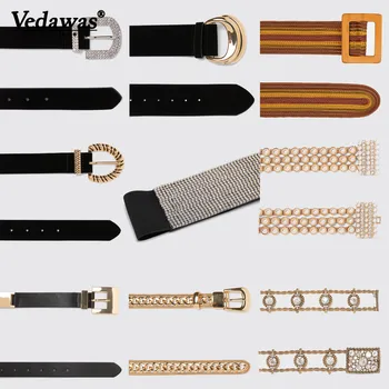 

Vedawas 30 Types All Black Waist Belt Dress Adornment For Women Waistband New Fashion Korean Style Buckle Belt Jewellery