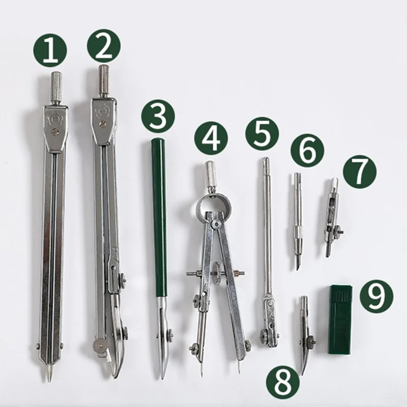 9pcs/set genuine H4009 mechanical drawing tool drawing instrument compasses nine suit math sets office stationery
