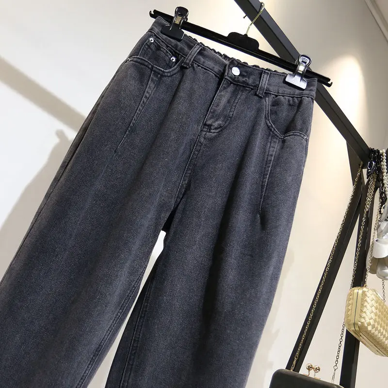 4XL 5XL Большие размеры джинсы для женщин в стиле бойфренд свободные джинсы с высокой талией женские повседневные шаровары винтажные черные джинсы для мам C6062