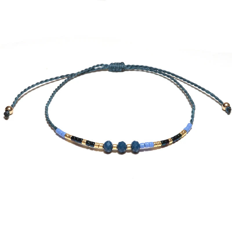 Dark Blue Модный плетеный вручную маленький браслет Miyuki из бисера, милый браслет ручной работы для женщин и девочек, браслет для BFF, ювелирные изделия на удачу, Pulseira - Окраска металла: Dark Blue