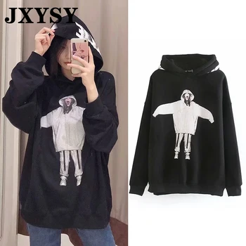 

JXYSY 2019 winter hoodies women streetwear character print hip hop oversize hooded famale sweatshirt women pullovers tops