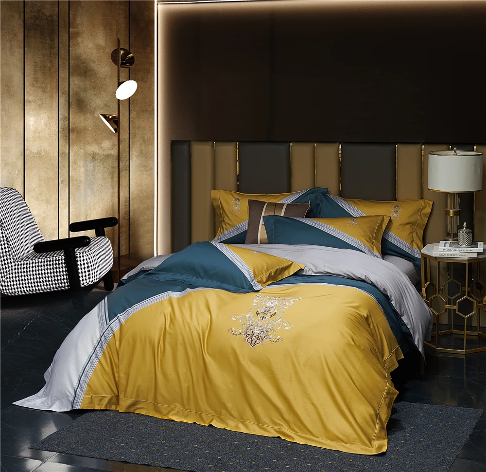 Yellow Blue Grey Delicate Rococo Pattern 4Pieces Bedding Sets Digital  Printing BedSheets Pillowcase Duvet Cover Queen King Size - AliExpress, image size:1000x970