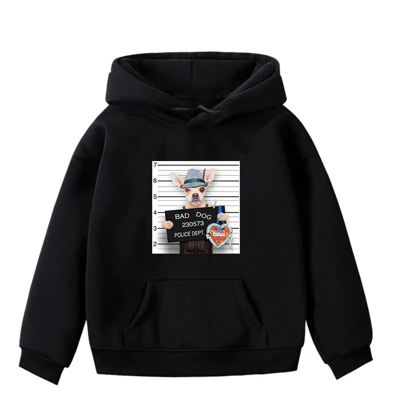 Hoodies 3 Bad Dog Bad Cat/Детские толстовки с длинными рукавами; толстовка унисекс; модные спортивные пуловеры; милая одежда с капюшоном для мальчиков и девочек - Цвет: Hoodies 3