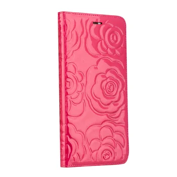 

Leather Phone Case Protective Cover Slim Fit Shockproof Embossed Flower Phone Cover Phone Shell for iPhone 6 Plus/6s Plus (Rosy)