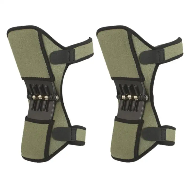 Hot Sale Knee Pads Delicate Design 2pcs Non-slip Knee Pads Power Lift Joint Brace Rebound Spring Force Stabilizer - Цвет: Армейский зеленый