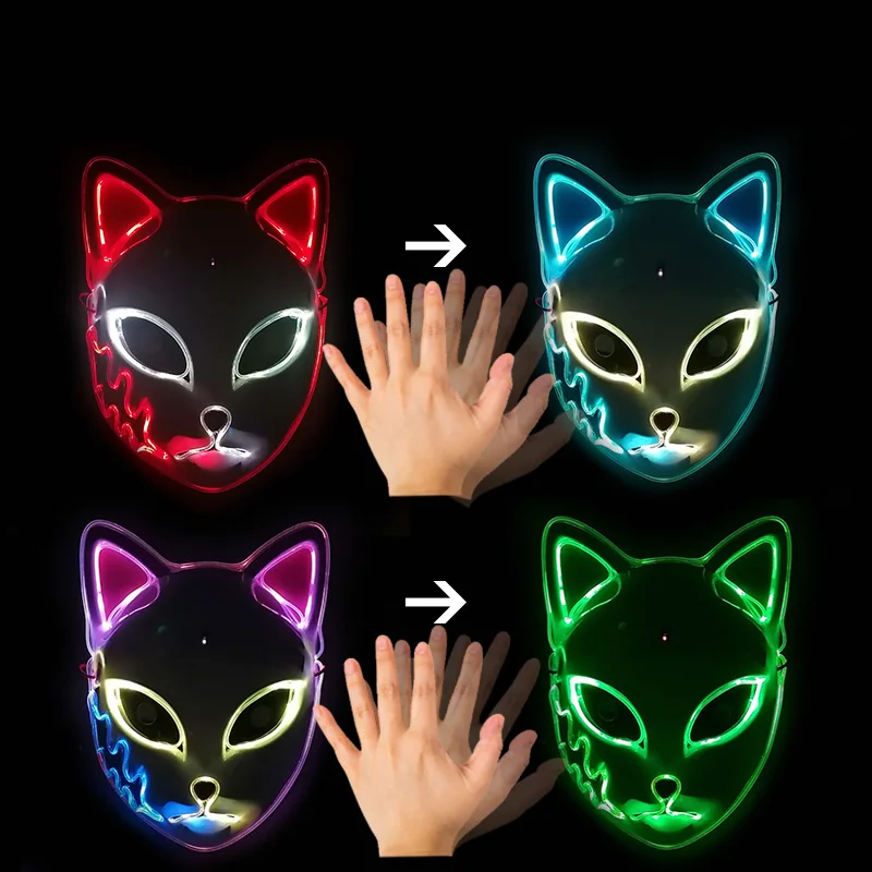 unique halloween costumes New Type Sensor Switch Light up LED Mask Color-changing Funny Party Mask Halloween Cosplay Party Mask Japanese Anime Props funny halloween costumes Cosplay Costumes