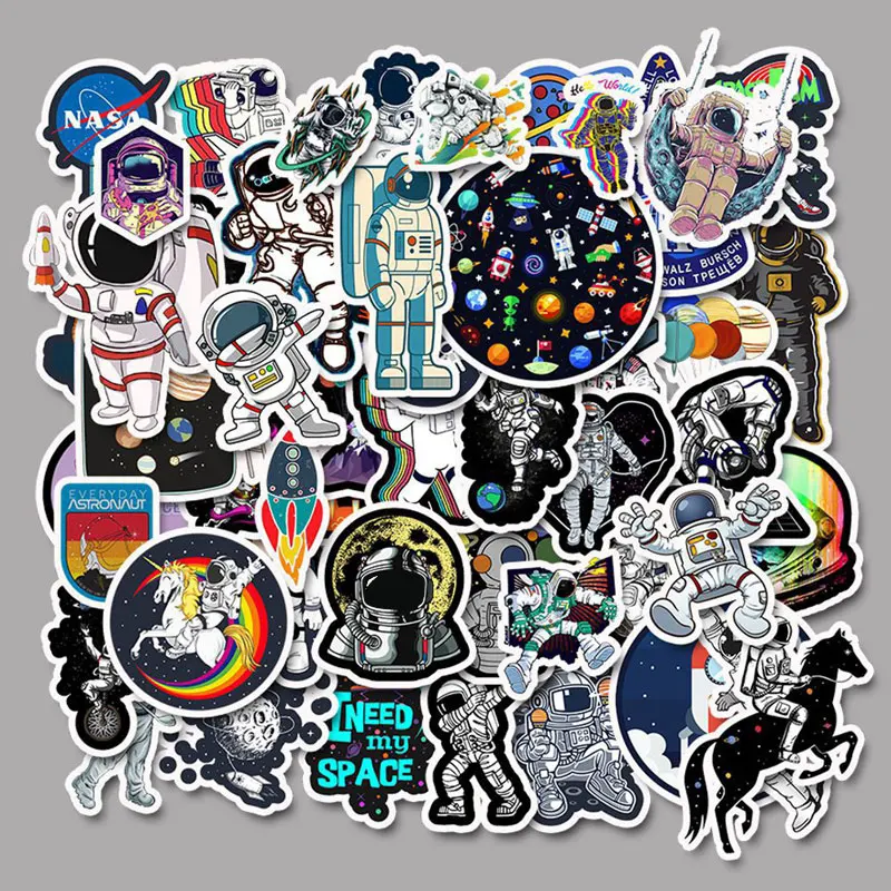 50 шт. смешанные Мультяшные водонепроницаемые космические космонавты наклейки