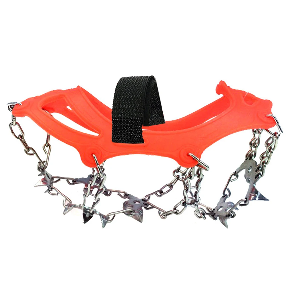 Orange size 36 to 40 Уличные зимние ботинки для альпинизма противоскользящие кошки зимняя ходьба 18 зубов ледяная Рыбалка марганцевая нержавеющая сталь Нескользящие бахилы - Цвет: Orange size 36 to 40