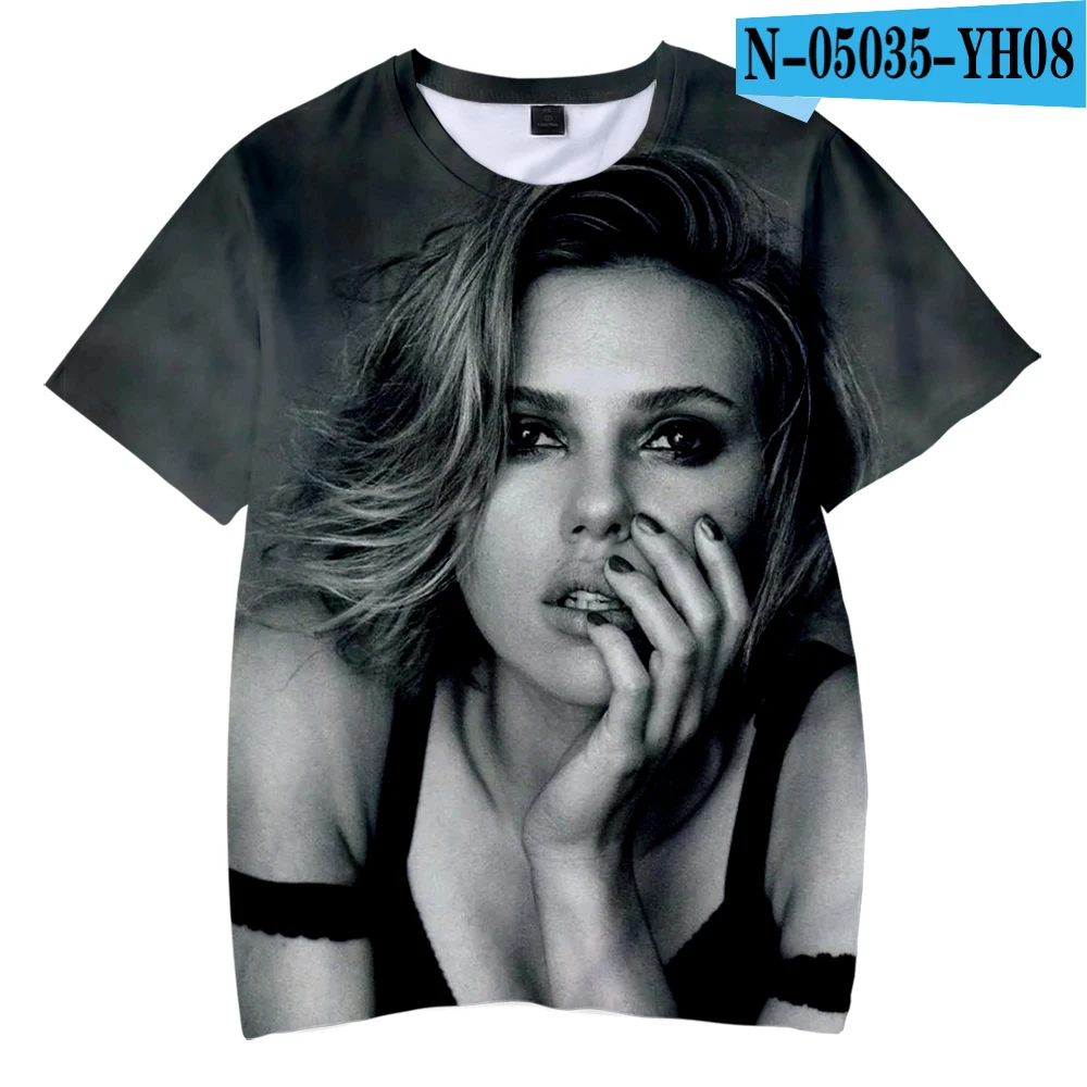Футболка для девочек Scarlett Johansson летние детские футболки с 3D-принтом для мальчиков и девочек, Забавные футболки с короткими рукавами, Прямая - Цвет: one