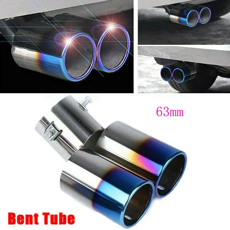 

Universal 1pc Double Outlet Stainless Steel Chrome Muffler Exhaust Pipe Tip End Trim Modified Tail Throat Liner Pipe DIY