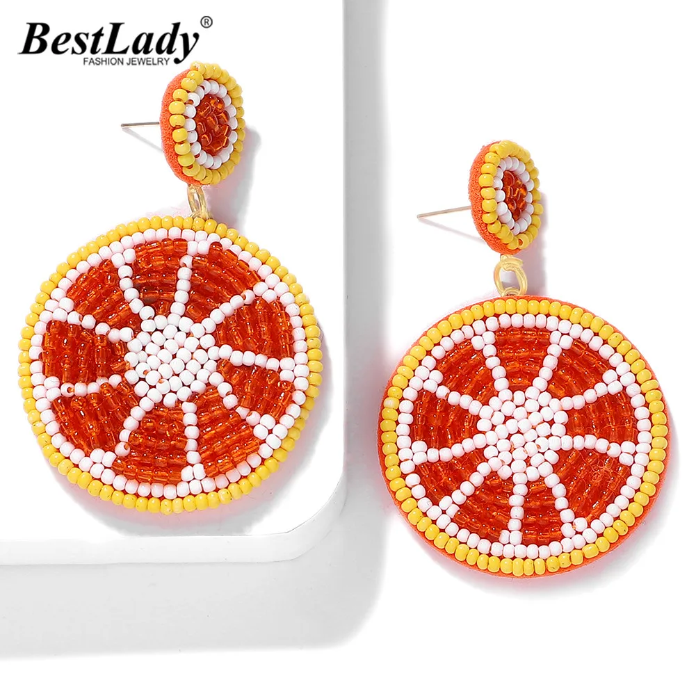 

Best lady Trendy Bead Orange Drop Earring for Women Bohemian Girl Party Gift Female Dangle Statement Earrings Accessories