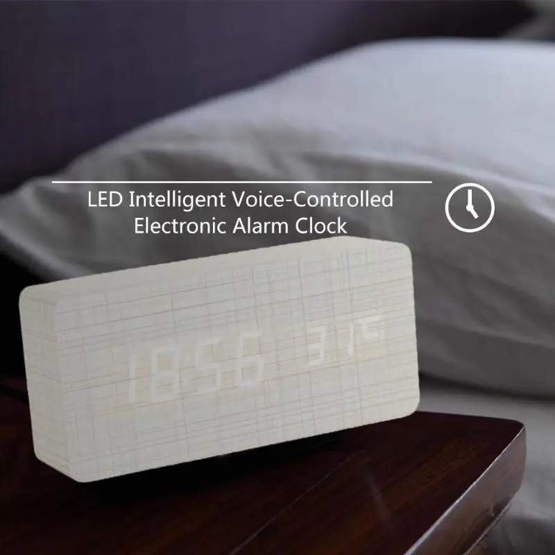 Digital Intelligent Voice Control Table Clock Exquisite Modeling Attractive and Durable Snooze Electronic Desktop Clock