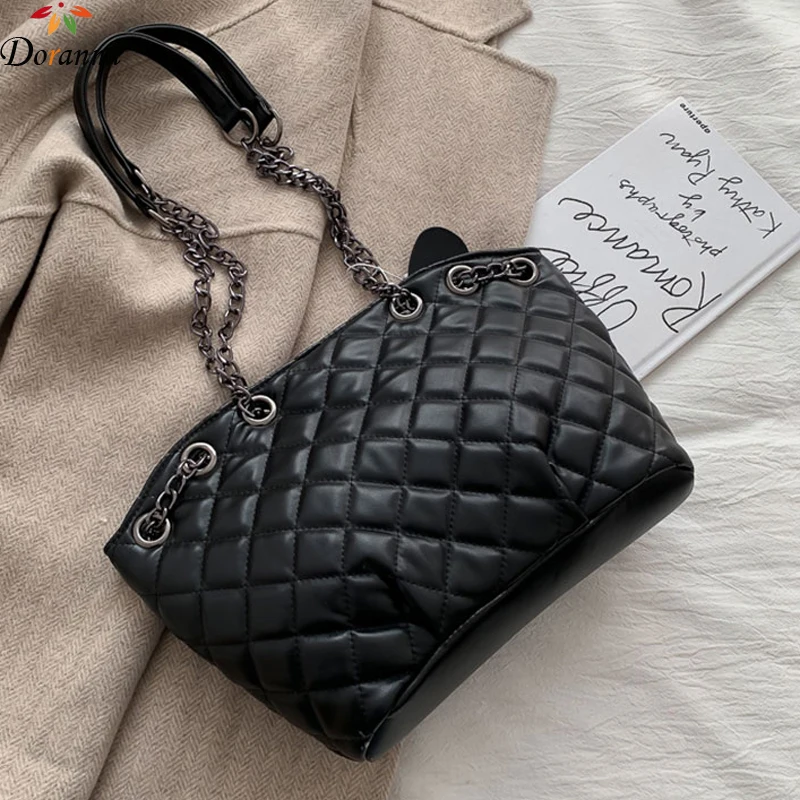 

DORANMI Classic Chain Strap Shoulder Bags For Women 2019 Diamond Lattice Leather Totes Handbag Female Large Capacity Bags BG066