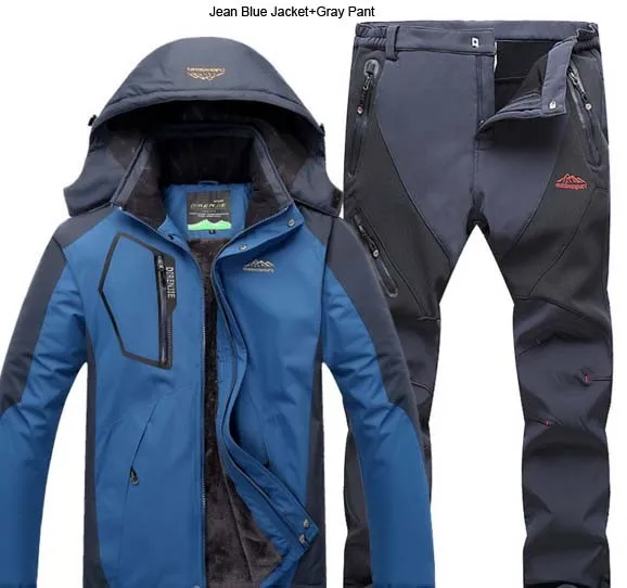 Мужская зимняя меховая теплая куртка для рыбалки, походов, альпинизма, лыжная куртка, для улицы, водонепроницаемая, SharkSkin, софтшелл, штаны, набор, для спорта, кемпинга, пешего туризма
