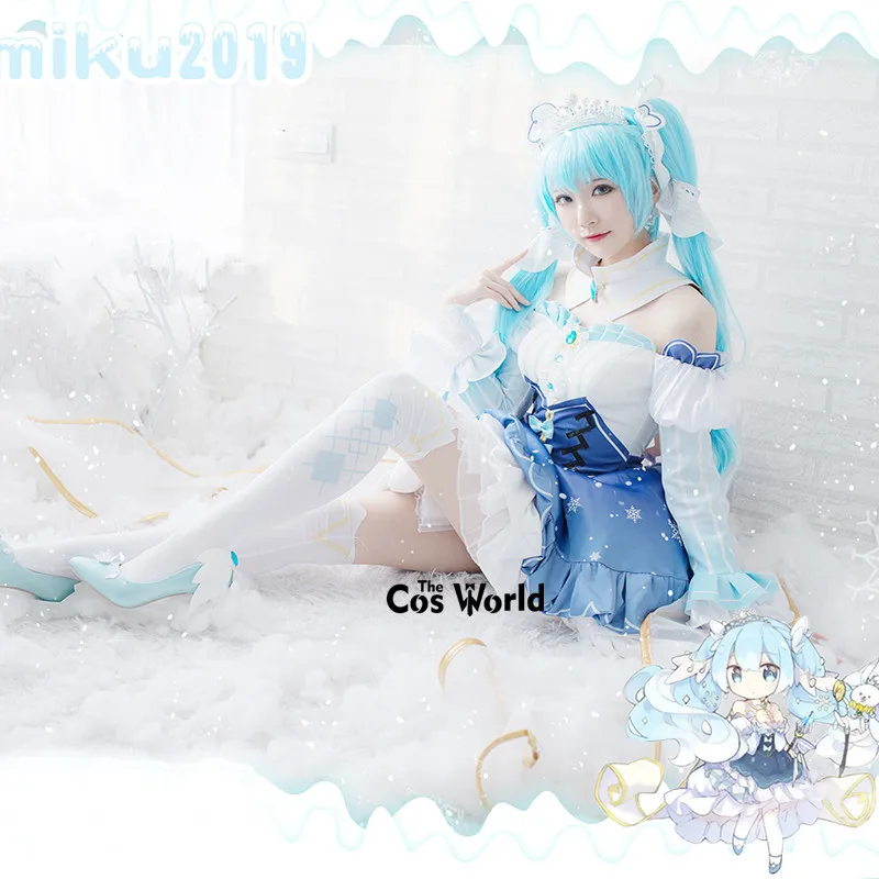 2019 Miku Prinzessin Schneekleid Uniform Outfits Anime Cosplay Kostüme 5