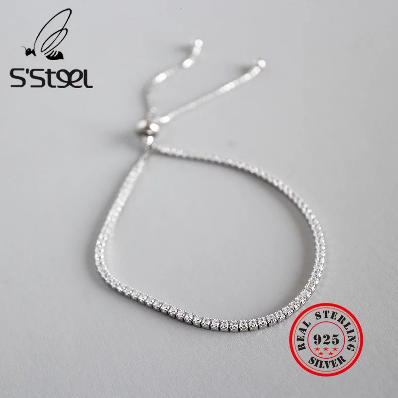 

S'STEEL Women's 925 Sterling Silver Bracelets Pulseras De Plata Zircon Bracelet Manchette Femme Semi Joias De Luxo Jewelry