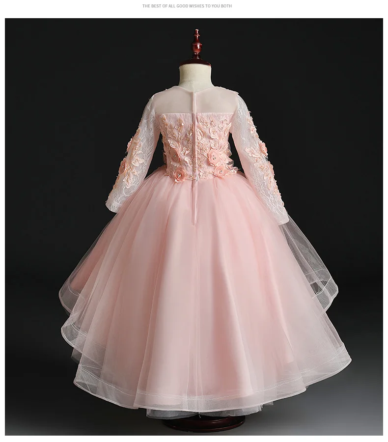 Розовый тюль Детское платье для новорожденных девочек бабочка кружевное платье с цветочным рисунком; платье для крещения крестильное платье 1 год Платье для дня рождения, свадебных торжеств для девочек Vestido infantil