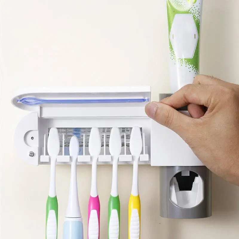 2 In 1 Toothbrush Sterilizer UV Light Ultraviolet Dispenser Tooth Brush Holder Automatic Toothpaste Antibacteria Oral Cleaner | Красота и