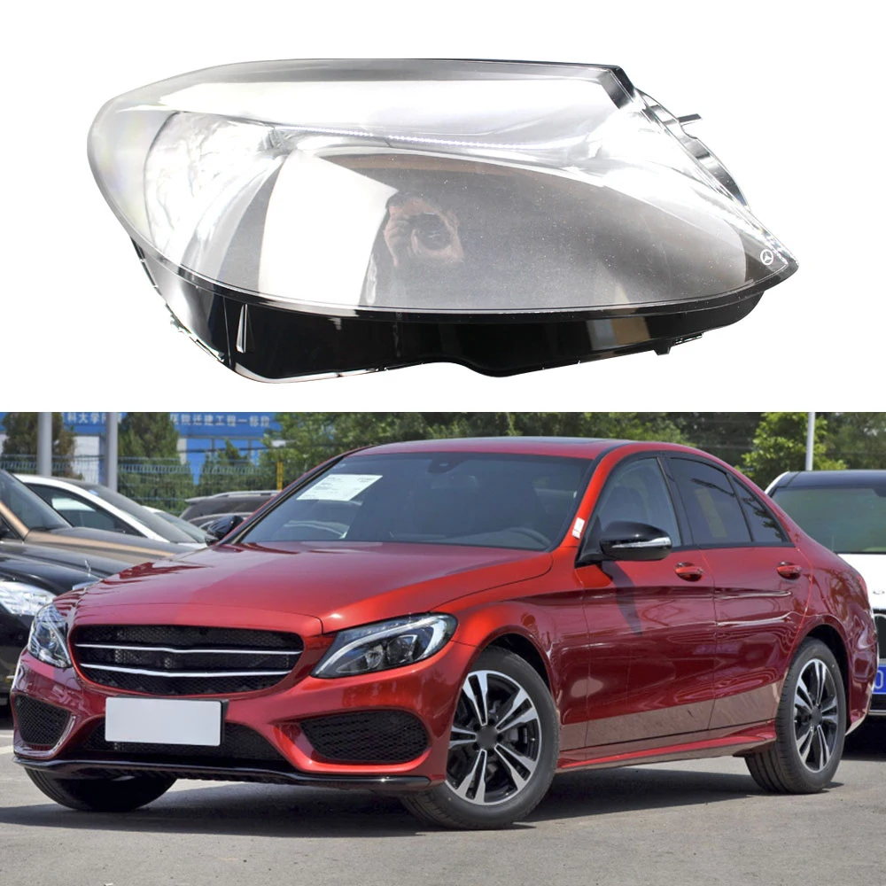 Для Mercedes Benz W205 C180 C200 C260L C280 C300- Автомобильные фары прозрачные линзы оболочка крышка авто аксессуары N13 - Цвет: right