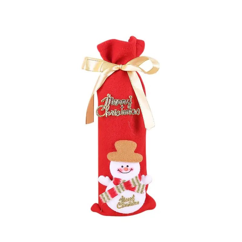 Christmas Wine Bottle Velvet Cover Dining Table Decorations Wine Gift Wrapping Home Festival Accessories Red Wine Bottle Bag - Цвет: B