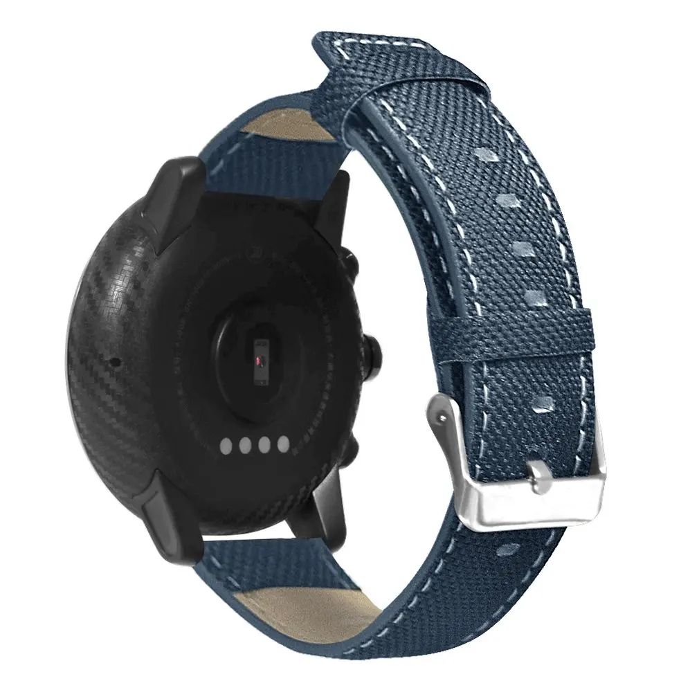 Для Wami Watch 2/2S Amazfit Stratos Холст+ кожаная Автомобильная линия плоский ремешок аксессуары для часов спортивные часы с силиконовым ремешком - Цвет ремешка: 3