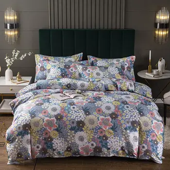 

American Gray Bedding set,220x240 Duvet Cover Set With Pillowcase, 240x210 Quilt Cover,Sun Flower Pattern King Size Bed Cover