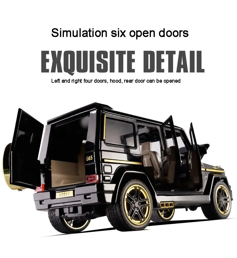 1/24 Mercedes Benz G65 модель автомобиля из сплава игрушка G класс модифицированный автомобиль внедорожник звук и светильник 6 открывающаяся дверь внедорожник