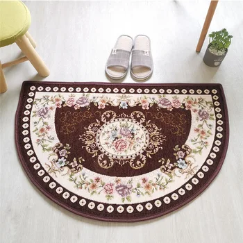

Half Round Carpet European Jacquard Oval Carpet Rugs Non-Slip Doormat Living Room Bedroom Bedside Floor Mat Home Hotel Decor