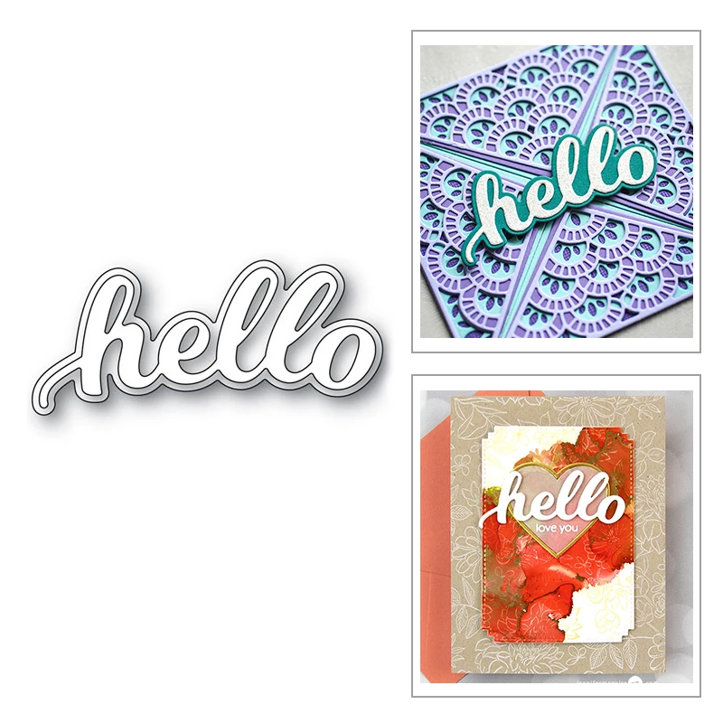 금속 영어 헬로 문구 워드 레터 커팅 다이, 스크랩북 인사 카드 제작, 스텐실 종이 공예, 2024 신상