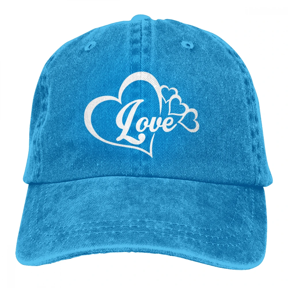 Love Heart Symbol Casquette, черные унисекс Мужские Женские джинсовые бейсболка с ремешком, регулируемая шапка для гольфа, папы