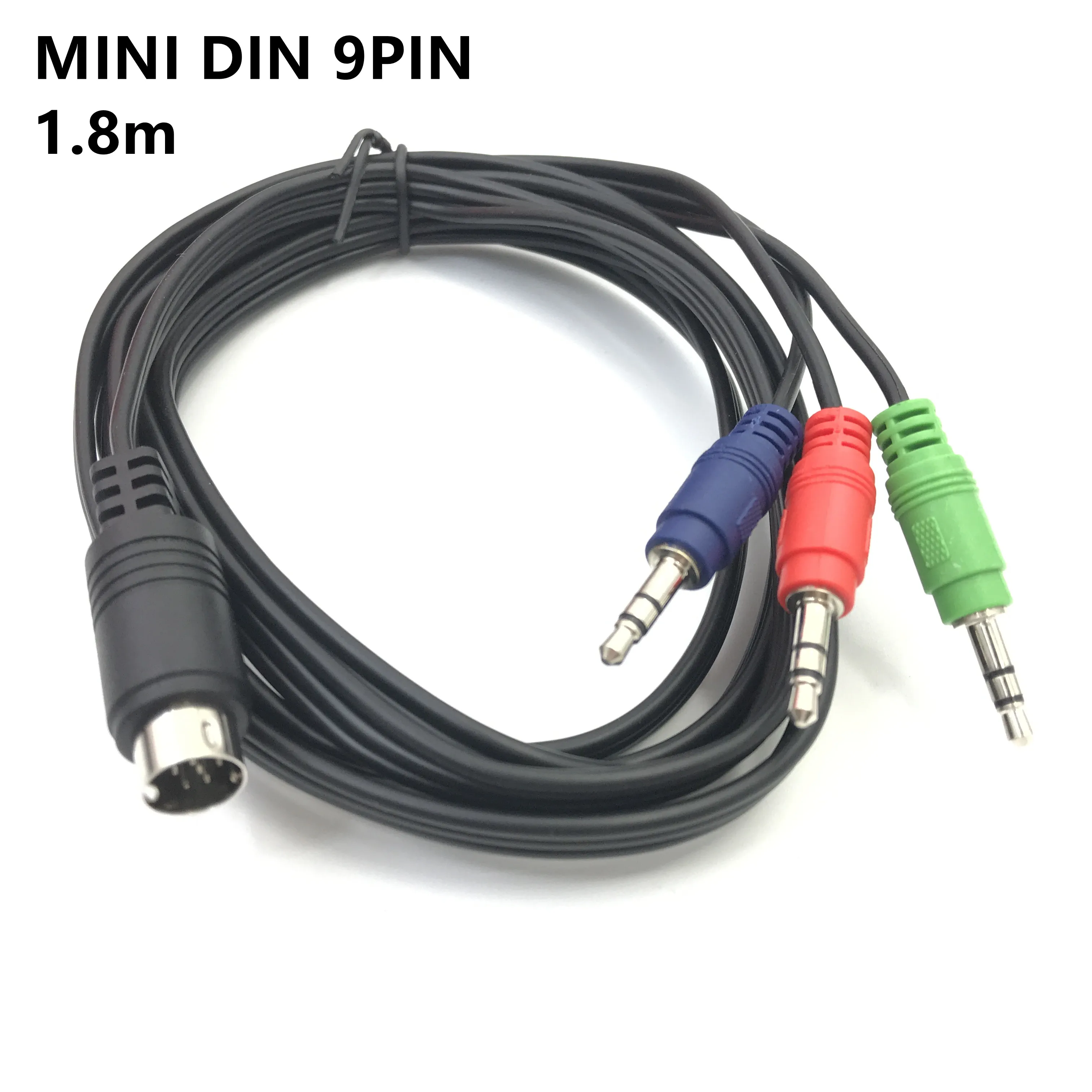 mini DIN 9-pin Male to 3*3.5mm Audio DIN Cable for audio receivers，monitoring equipment, and more 6 ft