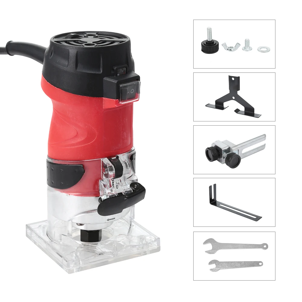 6 Speed 5000-35000rpm 2200W Woodworking Electric Trimmer Wood Router Milling Engraving Slotting Trimming Hand Carving Machine