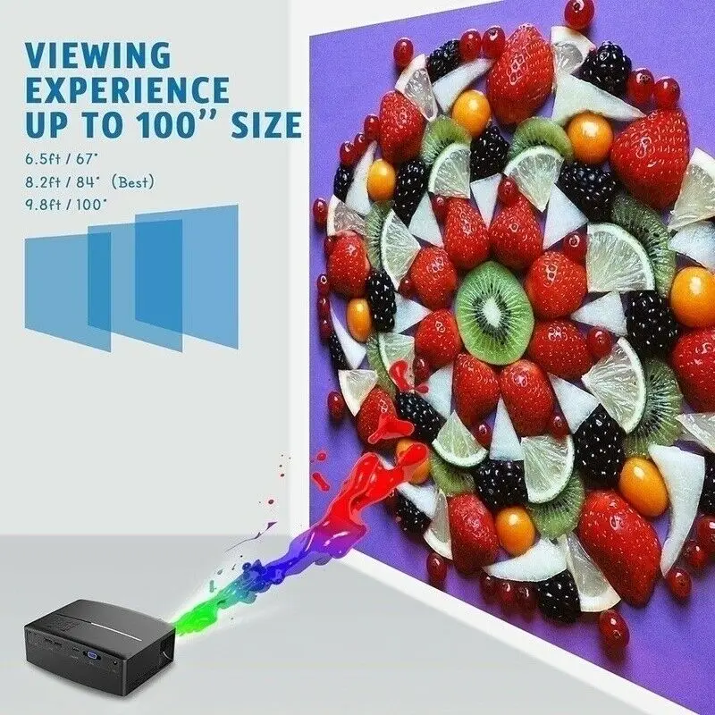 

1080P 3D 4K HD LED Projector Home Theater Cinema for Android/IOS LHB99