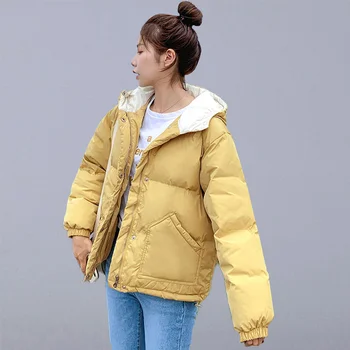 

Winter Women Casual Warm Coats Female Thick Hooded Short Jackets New Fashion Korean Style Cotton Parkas Womens Outerwear P185