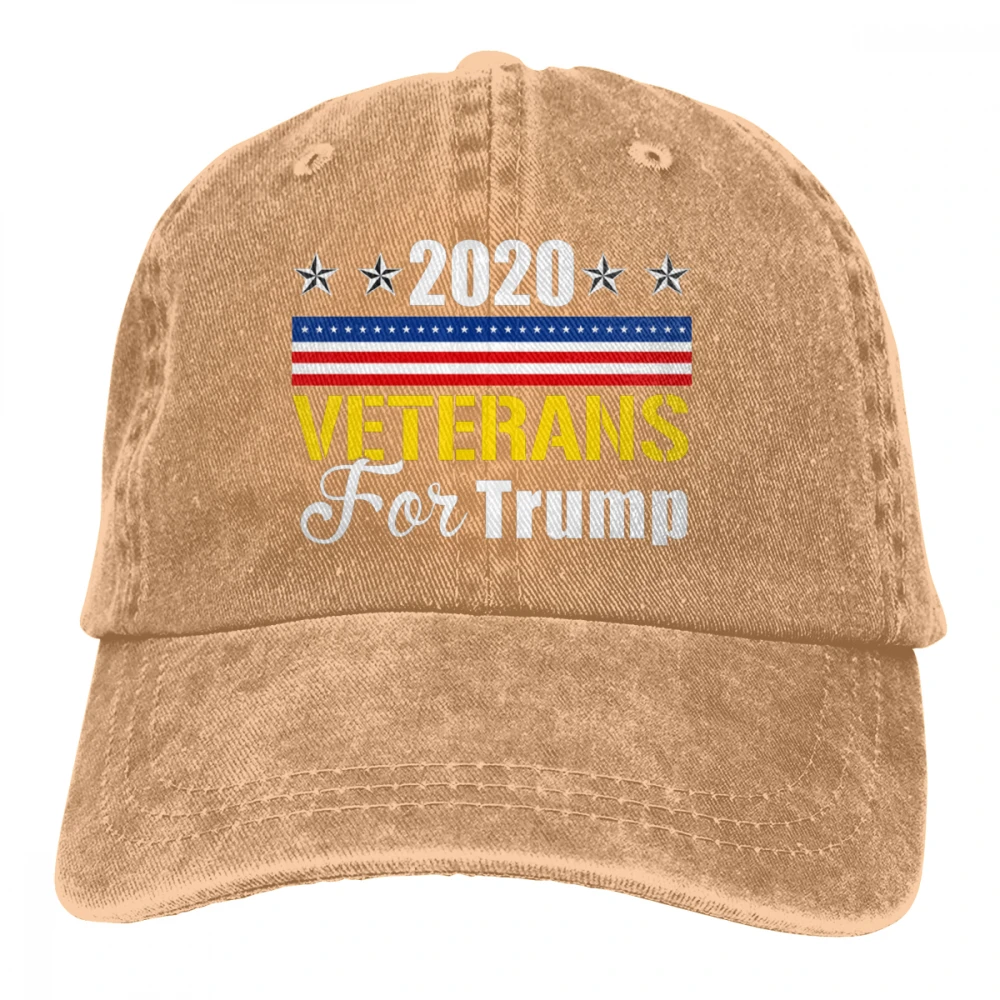 Ветераны для Трампа Casquette черные унисекс Мужские Женские джинсовые бейсболка с ремешком кепки регулируемые Гольф папа шляпа - Цвет: Хаки