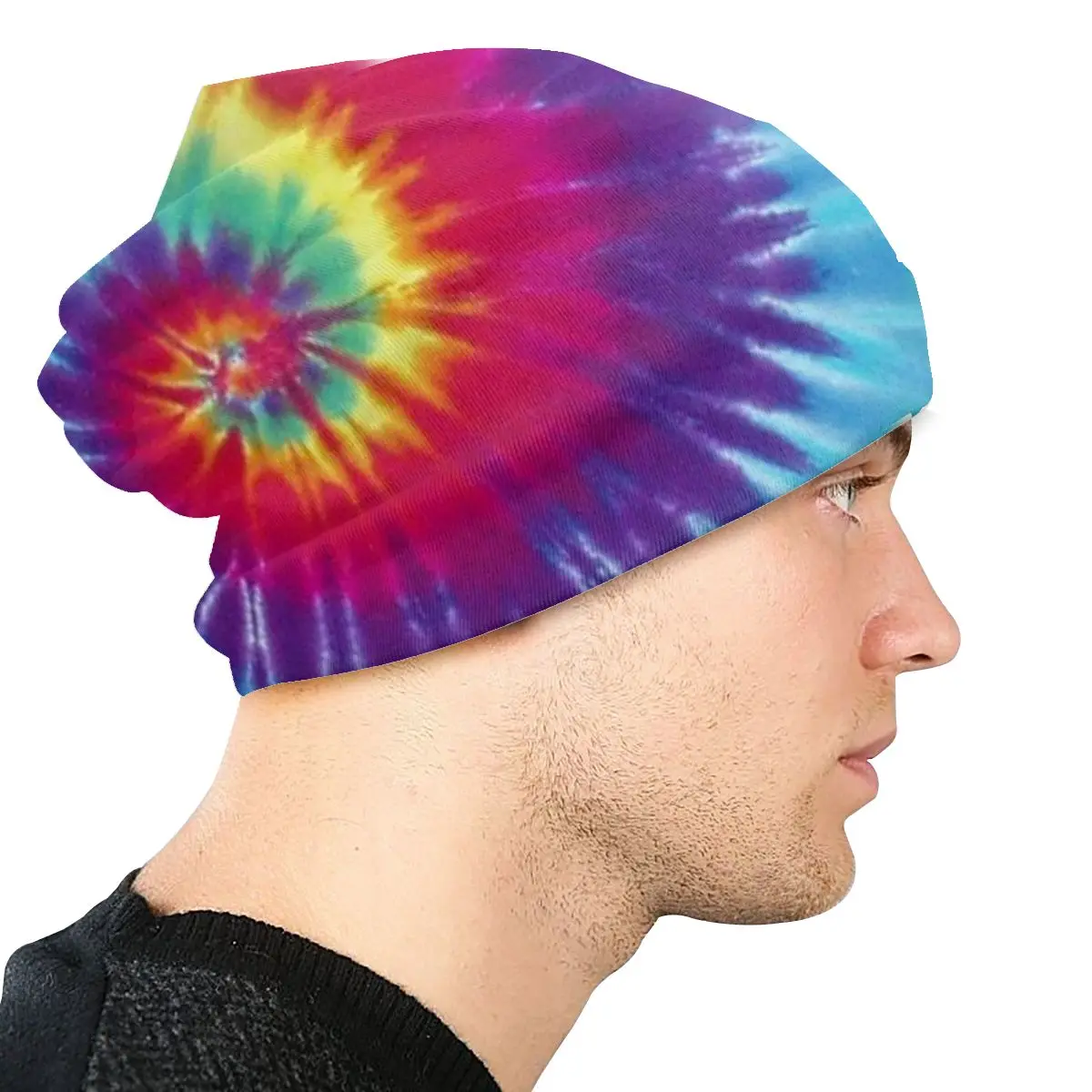 Tie Dye тканевая унисекс взрослая Повседневная шапочка зимняя теплая вязаная Лыжная шапка с рукавом Skully Beanies