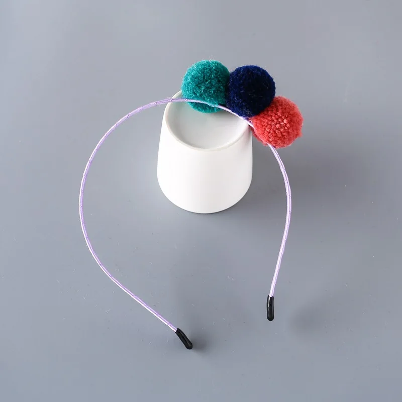 1 (8) Pompon Hairband Candy Color Ball Girls Headband Wedding Headwear Sweet Women Hair Accessories Christmas navidad - Цвет: 1 (8)