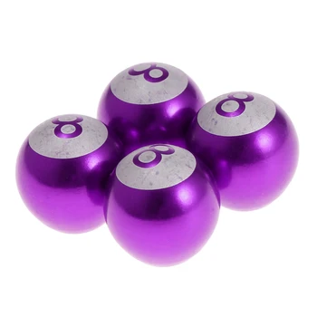 

4PCS Purple Wheel Tyre Tire Valve Stems Air Dust Cover Caps for Car Truck Bike 8 Ball Type