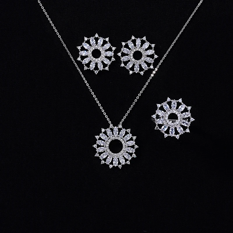 Jewelry Set HADIYANA Elegant Charming Women Wedding Party Necklace