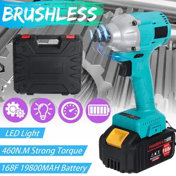 

110V-240V 168F Electric Screwdriver 2 Speed Cordless Electric Brushless Drill Impact Wrench With LED Lights Rechargeable Battery