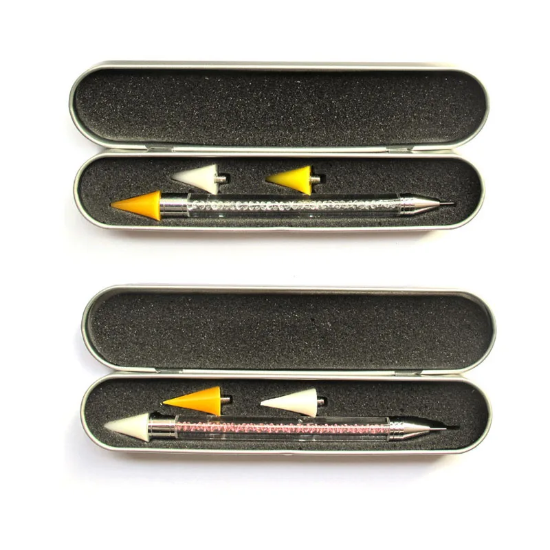 Двойной кристаллический аппликатор для стразов восковой карандаш ручка металл чехол упакован для маникюра салон красоты