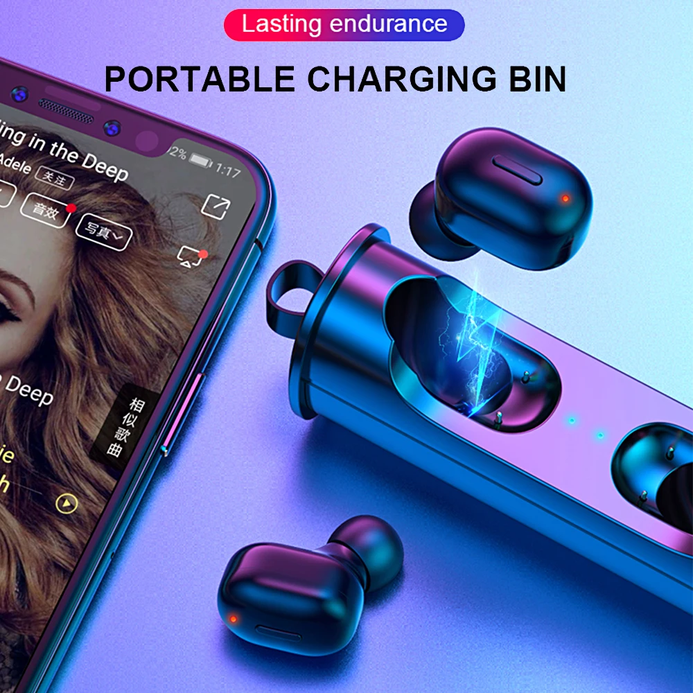 TWS V5 0 Bluetooth Earphone For Xiaomi 3D True Wireless Stereo Earbuds With Mic Portable HiFi Deep Bass Sound Dual Headset