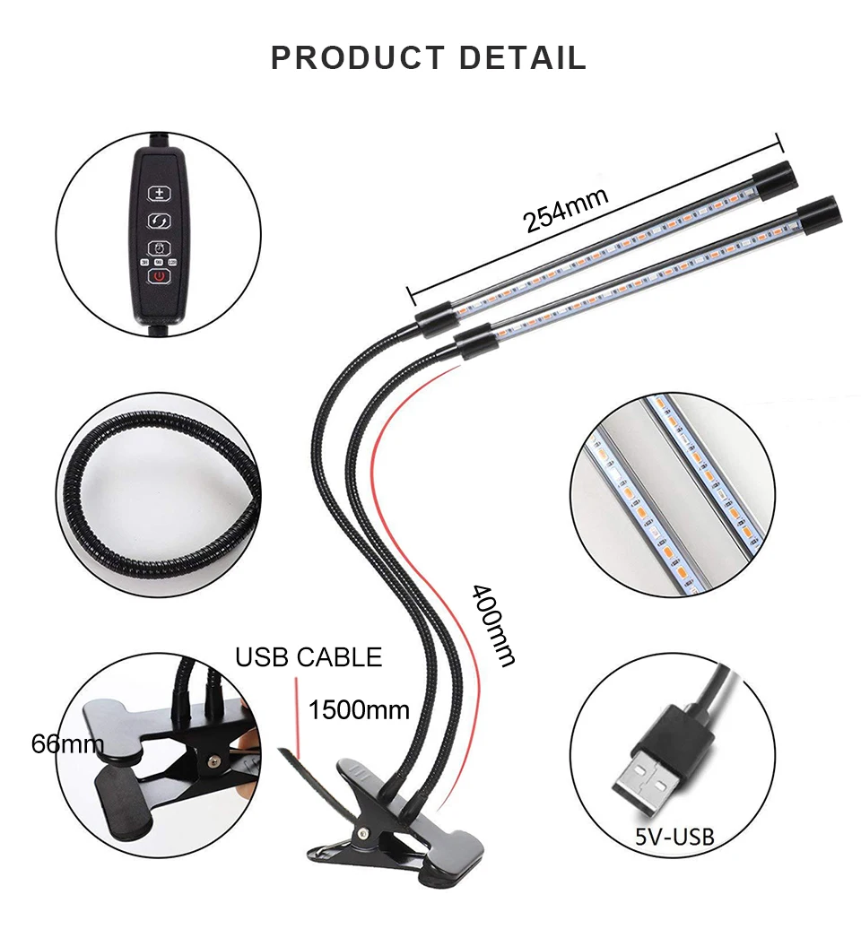 Led Grow Light 9W 18W 27W Timer Phyto Lamp For Plants Full Spectrum Grow Box Light USB 5 Dimmable For Indoor Plant Seedlings led (2)