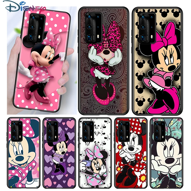 Minnie Mouse Silicone Cover For Huawei P40 P30 P20 Pro P10 P9 P8 Lite E Plus 2019 2017 5G Black Phone Case