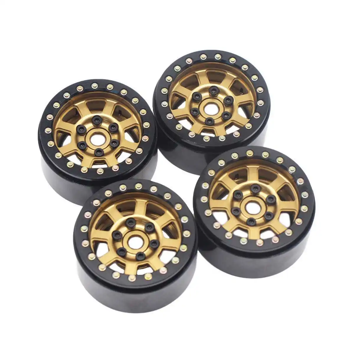 

Hot RC Car Truck Accessories 4 Pcs 1.9'' Alloy Wheels Hubs 1.9 Inch Crawler Wheels Rims for 1/10 RC crawler SCX10 Gold