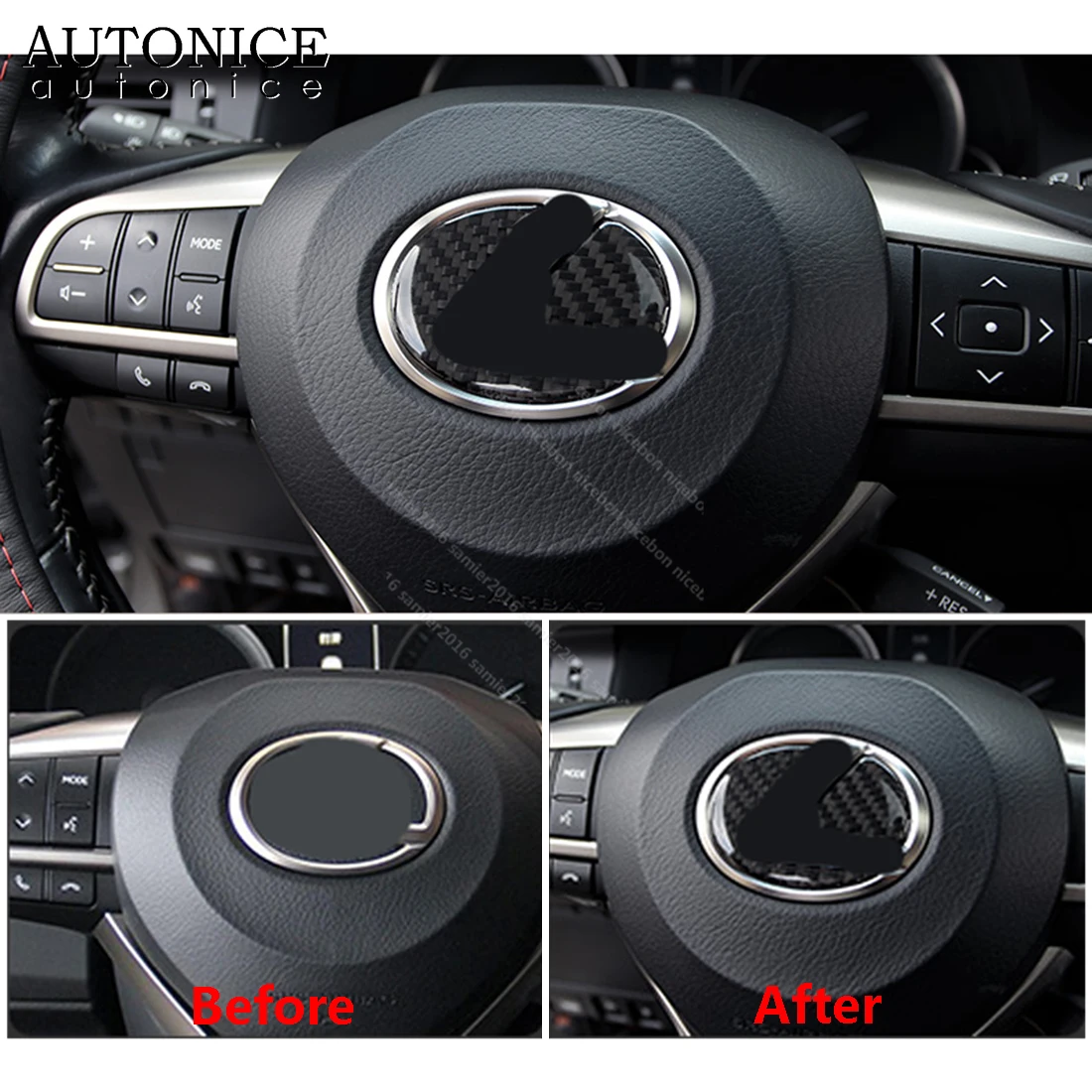 Углеродное волокно рулевое колесо логотип крышка отделка Подходит для Lexus UX250H/200 ES300H/350 LS500/500 H аксессуары
