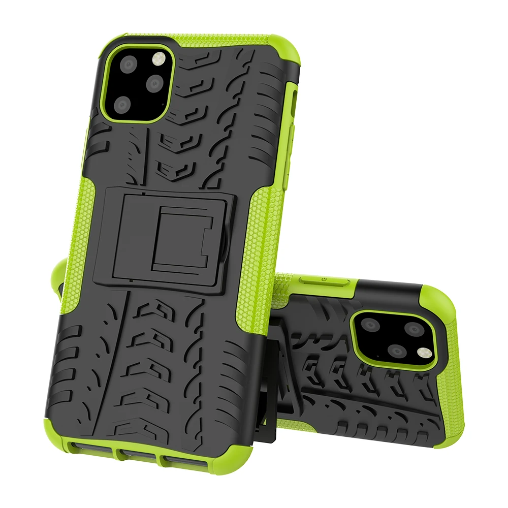 50pcs/lot Dazzle support TPU+PC phone case cover for iphone 6 7 8 X XS XR XS Max 6 7 8 plus 11 Pro Max hard stand cover case - Цвет: Зеленый