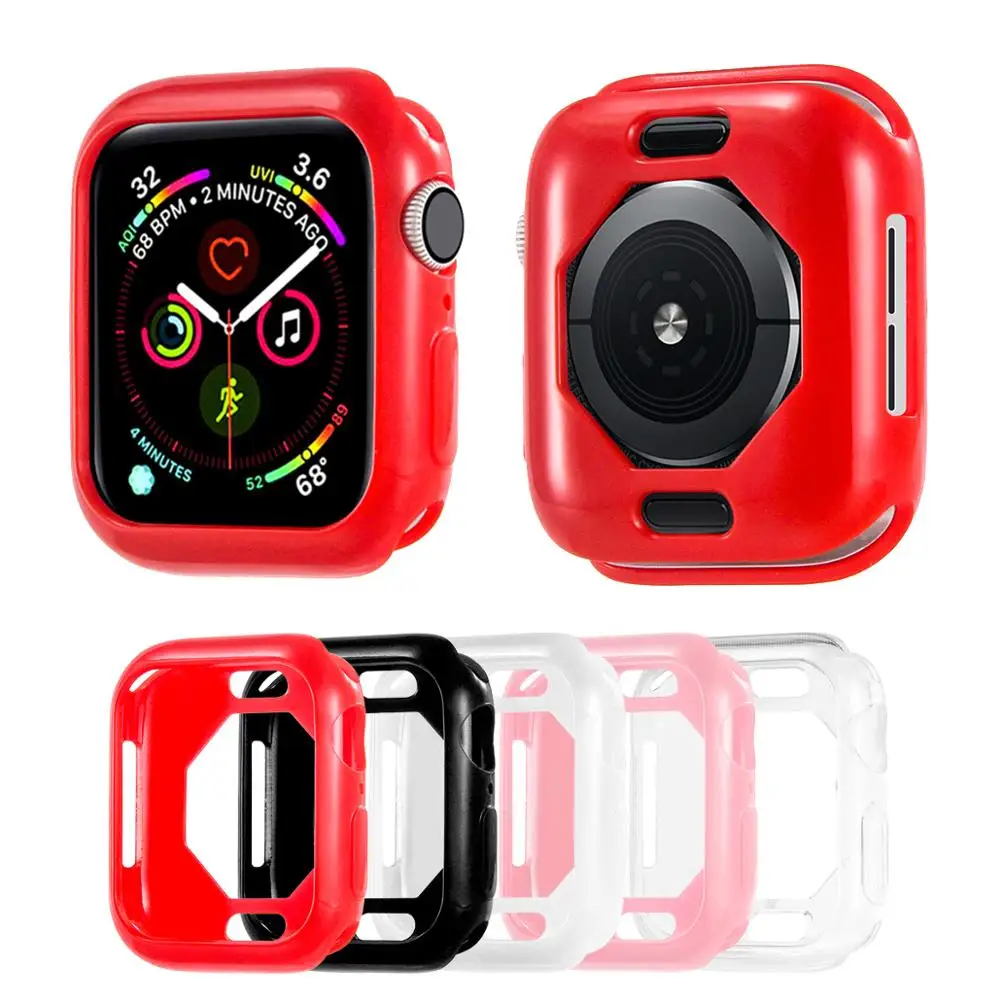Высококачественный чехол-бампер из ТПУ для Apple Watch 5, 4, чехол 44 мм, 40 мм, гладкие защитные аксессуары для iWatch