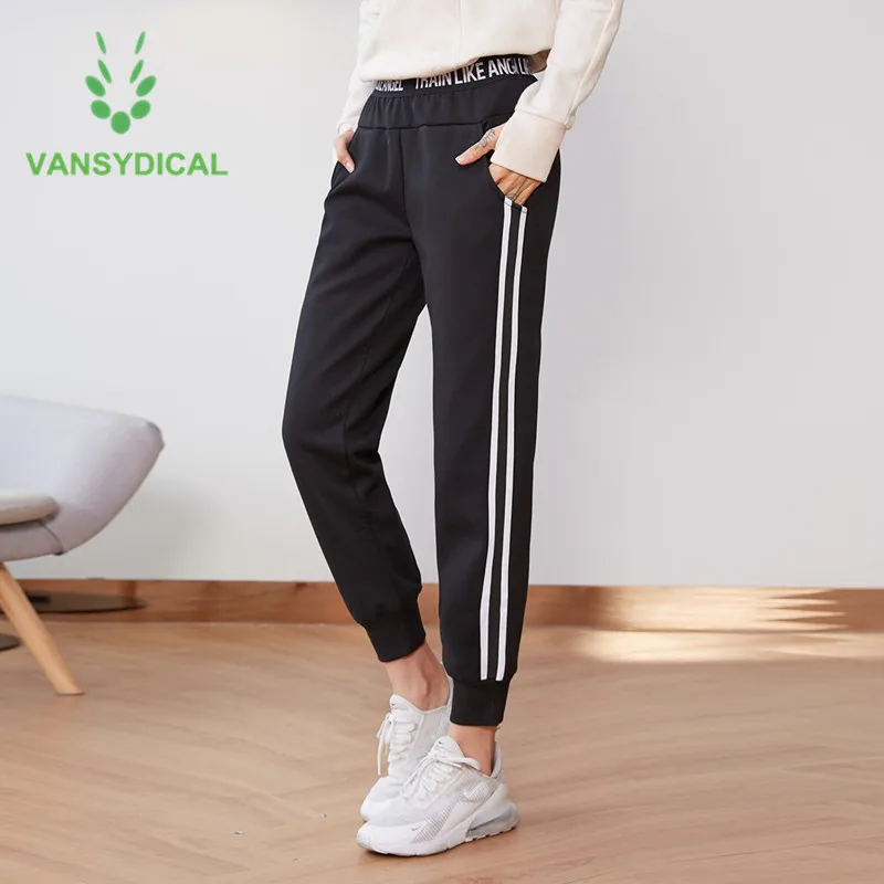 Vansydical женские зимние спортивные штаны для бега с полосками сбоку уличные теплые